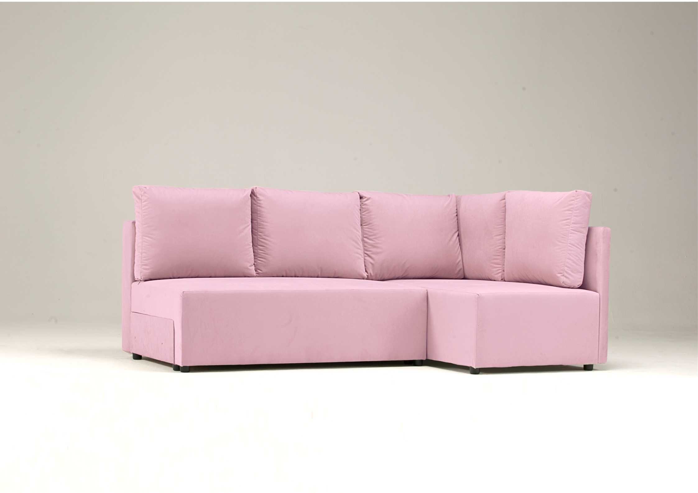 Różowy narożnik rozkładany do bloku